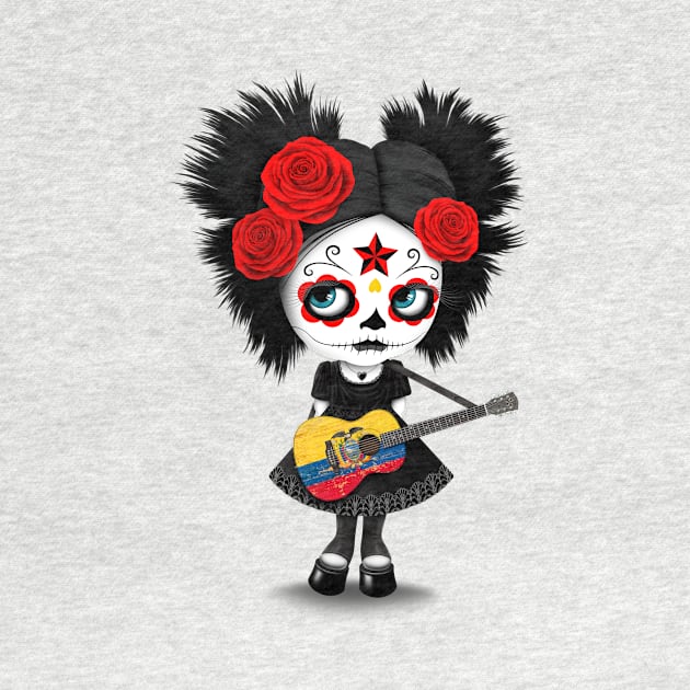 Sugar Skull Girl Playing Ecuadorian Flag Guitar by jeffbartels